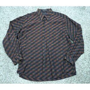 Jhane Barnes Button Up Shirt Mens XL Wavy Pattern Long Sleeve Cotton